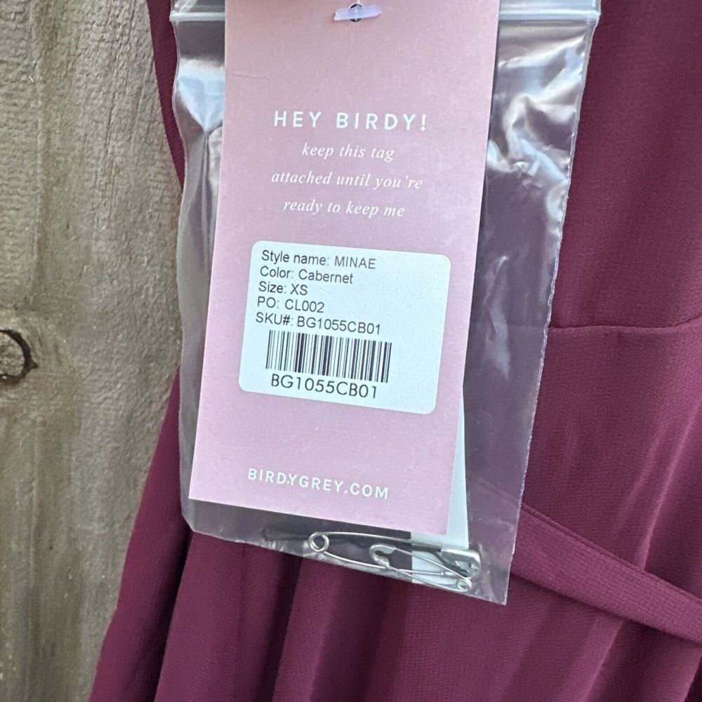 NWT Birdy Grey Minae‎ Dress Chiffon Cabernet XS New NWT Bridesmaid Wedding - Picture 4 of 7